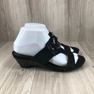 Anne Klein Sandals Womens 7M Teela iflex Black Slip On Heeled Shoes